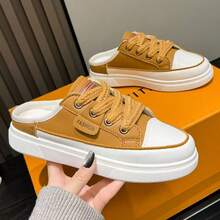 New Casual Slip-On Thick-Soled Half-Slip Sneakers, Comfortable And Fashionable, Daily Wear Street Half-Slip Casual Women's Shoes - 黃色 - 查看 2