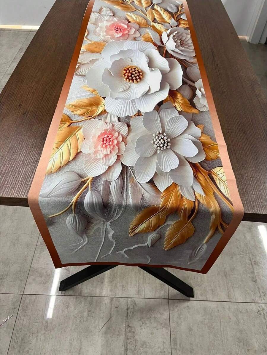 Wyprodukowano w Turcji – Elegancki bieżnik na stół 40x140 cm – Nowoczesna dekoracja stołu jadalnego - Pomarańczowy - Zobacz 1