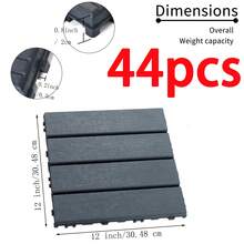 44/27-Pack 12"X12" Interlocking Deck Tiles, Plastic Waterproof Outdoor Flooring For Patio, Pool, Backyard, Balcony – All-Weather - Màu xám đen - Xem 5