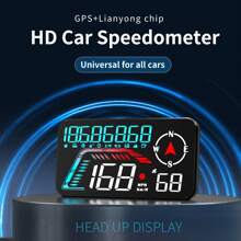 Nouvel affichage tête haute GPS pour voiture, enregistreur de conduite, affichage couleur de l'heure, de la date, alarme de vitesse excessive, rappel de conduite avec fatigue, HUD numérique rotatif. Accessoires électroniques pour voiture