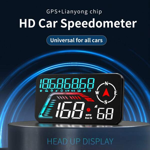 Nouvel affichage tête haute GPS pour voiture, enregistreur de conduite, affichage couleur de l'heure, de la date, alarme de vitesse excessive, rappel de conduite avec fatigue, HUD numérique rotatif. Accessoires électroniques pour voiture