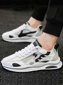 Zapatos deportivos con cordones y amortiguación de impactos, antideslizantes para hombres, diseño de marca, duraderos y cómodos para correr, entrenar y hacer ejercicio al aire libre. Zapatos casuales versátiles y cómodos mocasines sin cordones para hombres.