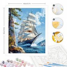 1 pieza Kit de pintura por números para adultos Pintura decorativa de barco con números Manualidades para regalo DIY Decoración del hogar 40x50cm/16x20 pulgadas sin marco