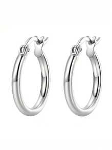 1 Pair Fashion 925 Sterling Silver Hoop Earrings Party Anniversary Ear Jewelry For Women Gift Fine Jewelry