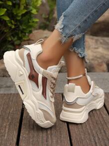 青少年厚底运动鞋，2025年新款厚底休闲运动鞋，青少年舒适，秋季 - 米色 - 查看 5