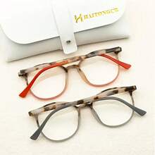 HAITONGCR Fashionable Women's Reading Glasses, With A Dual Color Splicing Round Frame That Is Versatile And Suitable For Daily Use Such As Watching Mobile Phones, Computers, And Going Out. Comes With Glasses Case And Glasses Cloth - 透明色 - 查看 2