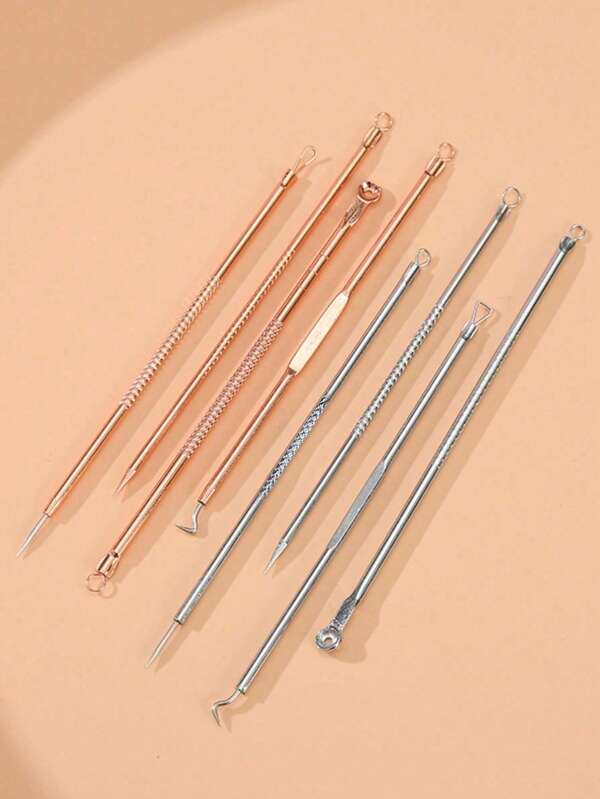 4pcs Blackhead Remover Tool Set - Acne Comedone Extractor, Pimple Tweezers, Blemish Needle, Beauty Tools