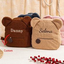 Personalized Embroidered Teddy Bear Backpack, Fluffy Kids Toddler Backpack, Customized Letter Backpack For Children - Many - View 1