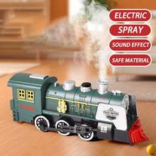 1件儿童仿真复古蒸汽烟雾火车喷水玩具小火车儿童声光全向 - 彩色 - 查看 9