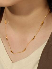 TONSI 1 chiếc vòng cổ trang trí hạt bằng thép không gỉ, vòng cổ choker nhiều lớp dành cho nữ. - Dây chuyền thép - Xem 16