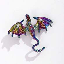 1PC Colorful Enamel Dragon Brooch With Rhinestones, Mythical Creature - Shaped Pin For Women's And Men's Dress/Coat/Sweater Corsage Accessory - Multicolor - View 4