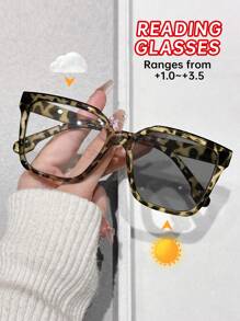 1 件/4 件塑料多色豹纹几何全框 6 屈光度可选，+1.0 至 +2.5 放大倍数女士老花镜适合日常生活办公室阅读商务适合所有脸型