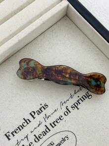 1 件女士波浪图案醋酸纤维发夹，简单百搭刘海夹，弹簧夹，适合工作通勤/旅行/派对/美容/餐饮/活动扎头发，花卉印花波西米亚风 ABS 塑料（ABS 树脂）发饰，爪夹，发夹，发夹，发夹，发夹，花朵发饰