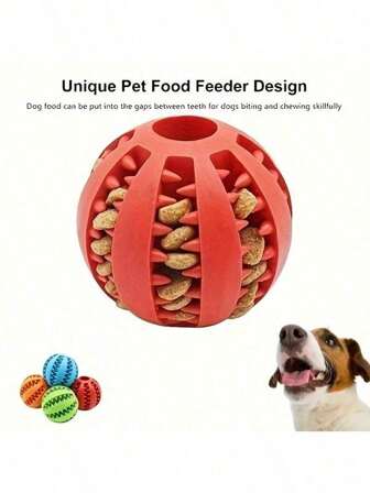 M1 Piece Of Interactive Dog Ball Toy With Elastic Abrasive Teeth, Food-Filled, Battery-Free, Chew Toys For Small Dogs, Rubber Food Ball Toys Pet Supplies Accessories, Dog Intelligence Toys For Dispensing Snacks, Interactive Chewing Toys To Enrich The Lives Of Small And Medium-Sized Dogs, Help Relieve Boredom, Stimulate The Braine The Brain