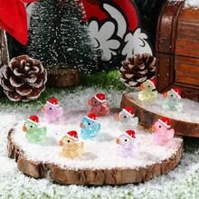 40 piezas Mini patos de reno de colores pequeños de Navidad, pato de resina ocultable de plástico en miniatura, plantas en maceta, adornos de jardinería y paisajismo, bolsa de regalo de navidad, relleno, decoración de fiesta - Pato navideño brillante - Ver 2