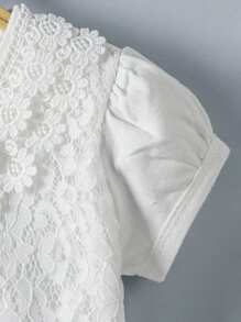 Spring & Summer Young Girl Girls Lace Short Sleeve Lightweight Sun Protection Cardigan, Toddler & Big Kid Shawl Collar Outerwear