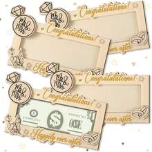 1 件婚礼钱礼品结婚卡，适用于新娘和新郎，祝贺木卡盒钱夹现金信封，适用于先生和夫人蜜月基金新婚夫妇结婚派对