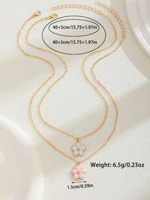 1 件优雅五瓣花吊坠项链，适合女士，适合派对、约会、海滩、度假和日常佩戴 - 彩色 - 查看 4