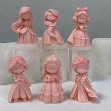 DIY女孩娃娃硅胶模具3D公主雕像树脂工艺品石膏模具可爱娃娃蜡烛香皂巧克力冰块烘焙工具 - 白色 - 查看 3