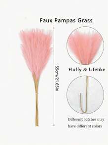 5/10/20/40pcs Of Artificial Reeds, 55cm/21.65 Inch High Plush Artificial Grass, Large Universal Pampas Tree Branches For Floor Vase Filling, Suitable For Bohemian Decoration In Home Kitchens, Room Decoration, Wedding Party Decoration, Fake Plants, Autumn Decoration, Rooms, Desks, Garden Decoration, Room Decoration, DIY Photography Props, Mother's Day, Graduation Season Decoration (Note: One Size=10 Pieces)
