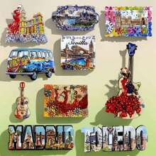 1 pieza Imán de nevera 3D de España, pegatina magnética para refrigerador de recuerdo de viaje para el hogar