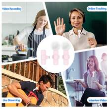 无线领夹式麦克风兼容 Iphone TypeC iPad 领夹式麦克风即插即用 2.4G 超低延迟内置降噪芯片工作时间用于视频录制采访播客 Vlog（粉色），领夹式麦克风兼容，播客麦克风>粉色，迷你粉色麦克风 - 粉色 - 查看 5