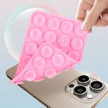 48pcs Double-Sided Silicone Suction Cup Phone Stand, Minimalist Suction Cup Sticker Non-Slip Phone Case Portable Detachable Phone Holder, Square Anti-Drop Phone Suction Cup Stand, Halloween Gift