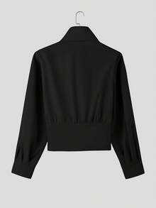 INCERUN Men Cowl Neck Buttons Puff Long Sleeve Pleated Party Casual Loose Blouse Office Work Solid Shirt Tops - màu đen - Xem 4