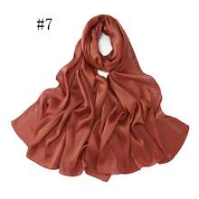 1件纯色亮片钻石雪纺围巾，优雅仿水晶穆斯林头巾披肩，女士户外防晒头饰 - B - 查看 30