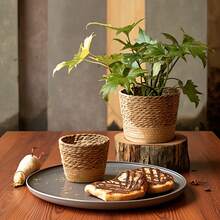 Zazumi 1pc/3-Size Set New Nordic Style Natural Seagrass Woven Planter Pot, Rattan Plant Pot, Home Decor Flower Basket, Multi-Function Garden Planter Basket - Multicolor - View 10