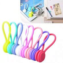1/5/10 dây cáp từ tính, dây buộc silicon tái sử dụng, dây buộc xoắn để bó và sắp xếp các vật dụng cố định, kẹp dây quấn nam châm tủ lạnh cho tai nghe USB và móc khóa (Màu ngẫu nhiên) - Nhiều màu - Xem 8