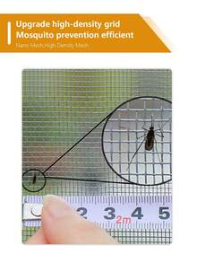 黑色自粘窗纱，轻质聚酯纤维自粘免钻孔网纱，细网防虫，易于安装/拆卸，透明设计透光，适用于家用门窗