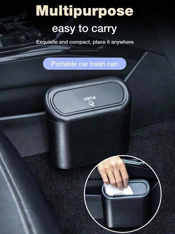 1pc Car Flip Lid Garbage Bin, Seat Back Door Hanging Storage Box