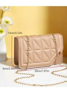 女士手提包，韩版风格新款休闲时尚几何绗缝磁扣锁个性化百搭女士斜挎单肩包 - 彩色 - 查看 4