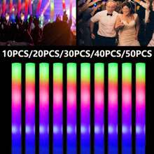 10 件/20 件/30 件/40 件/50 件 16 英寸 LED 泡沫荧光棒，具有 3 种闪烁模式，适用于婚礼、生日、音乐节、嘉年华、新年礼物、圣诞节等派对照明用品 - 彩色 - 查看 8