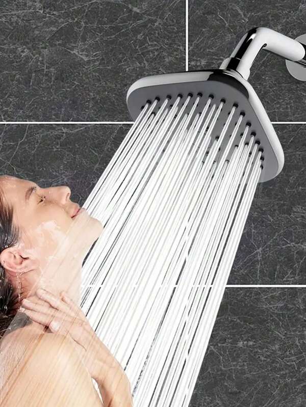 1pc 4-Inch Universal Shower Head, Fashionable Square Overhead Shower, High Pressure Wall-Mounted Durable Shower Head, Thick ABS Material, Wall-Mounted Design To Enhance Bathing Experience, Suitable For Hotels, Apartments, Home Bathrooms, And RVs, Modern Bathroom, Home Bathroom, Contemporary Bathroom And Wall Shower Accessories, Essential Shower Accessory For Summer