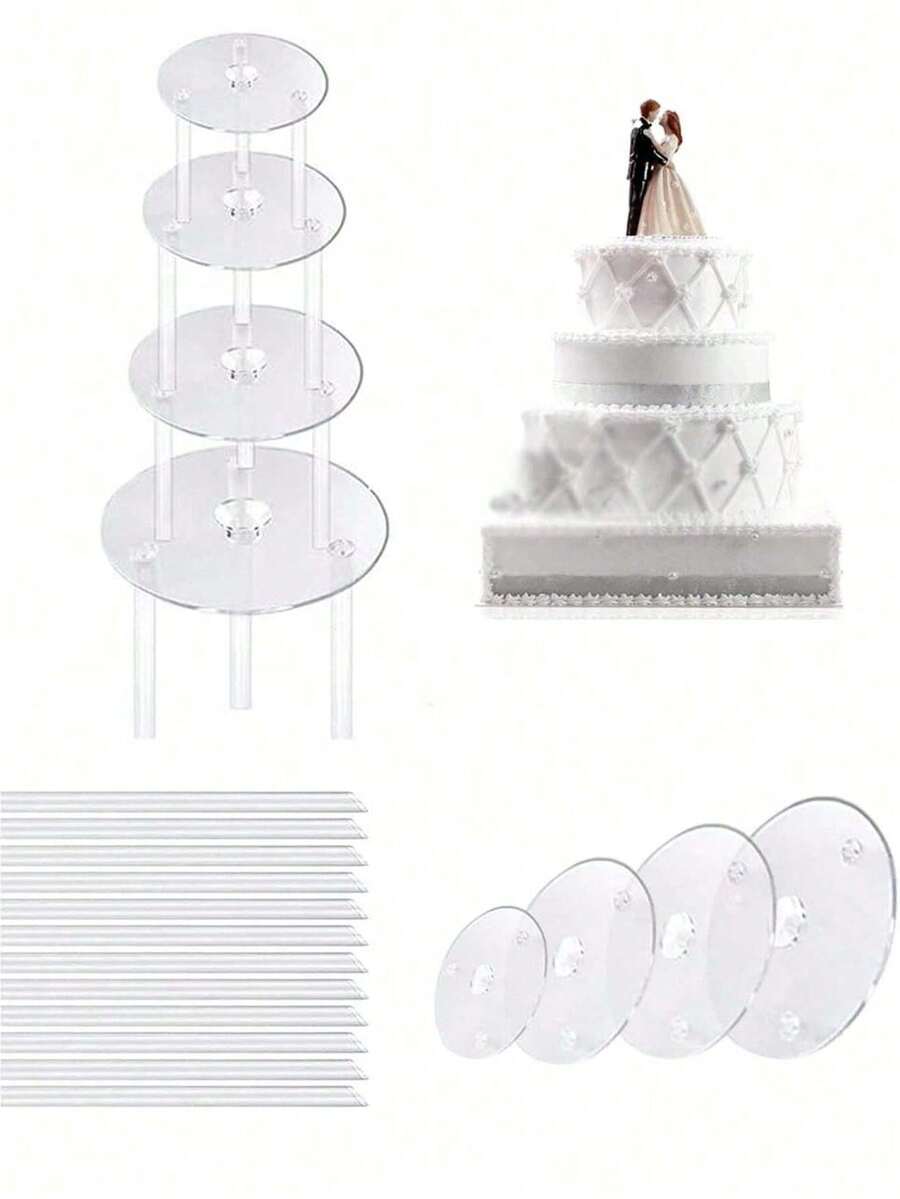 Kuchenhalter, Dessert-Tablett, Kuchenstapel-Ständer, Kuchendekoration Ständer Set, mehrstufiges Kuchentablett für Dessert-Präsentation und Obstständer, Geburtstags-Feiertags-Party Tisch DIY Kuchendekoration, Zuhause Partys und Sortierung Deko, Dessert-Präsentation, Familien-Geburtstags-Party Deko Lebensmittel-Tablett