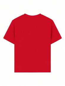 1 Pack Girls Casual Printed Crew Neck Short Sleeve T-Shirt Summer Student Youth Clothing - 紅色 - 查看 3
