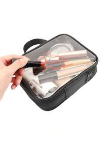 Sac de maquillage transparent avec fermeture éclair, sac cosmétique en PVC transparent, organisateur de voyage portable et imperméable