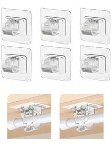 8/6/4/2Pcs Curtain Rod Brackets No Drilling, Self Adhesive Curtain Rod Holders Nail Free Adjustable Curtain Rod Hooks Curtain Hangers For Bathroom Kitchen Bathroom Hotel, Shower Curtain Rod