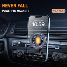 Suport magnetic pentru telefon cu slot CD auto, aspirație super puternică, poate fi acționată cu o singură mână, instalat ferm pe slotul CD multimedia auto, stabil și nu va cădea, compatibil cu iPhone, telefon Android, cadou pentru ziua de naștere, familie, prieteni, accesorii auto, suport telefon auto - Negru - Vizualizare 2