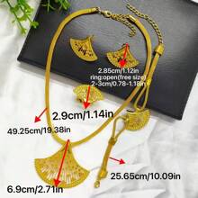 1 Set goldfarbener modischer Schmuck für Frauen, enthält 1 Halskette, 1 Paar Ohrringe, 1 Ring, 1 Armband, geeignet als Hochzeits-, Braut-, Party-, Muttertags- oder Abschlussgeschenk für Mutter, Freundin