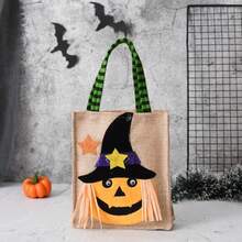 1pc New Halloween Gift Non-Woven Fabric Handbag, Candy Bag, Ghost Festival Pumpkin Bag, Accessory Prop Gift Bag. This Handbag Adopts A Portable Design And Is Equipped With A Comfortable Handle For Easy Carrying At Any Time. Whether You Are Attending A Party Or Outdoor Activities, You Can Easily Carry This Handbag,
