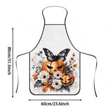 1pc Halloween Witch Cauldron Print Apron, Durable Polyester Material, Suitable For Cooking, Barbecue, Gardening, Painting, Manicure, Unisex, Indoor And Outdoor Use