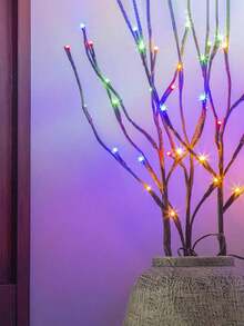 1pc 20LED Brown Artificial Tree Branch Decoration Light, Battery Powered Realistic Twig Fairy String Lights, Indoor Decor Bedroom Lamp, Holiday Party Tabletop Tree Branch Lights, Outdoor Wedding Decoration Realistic Twig Lights - Multicolor - View 12