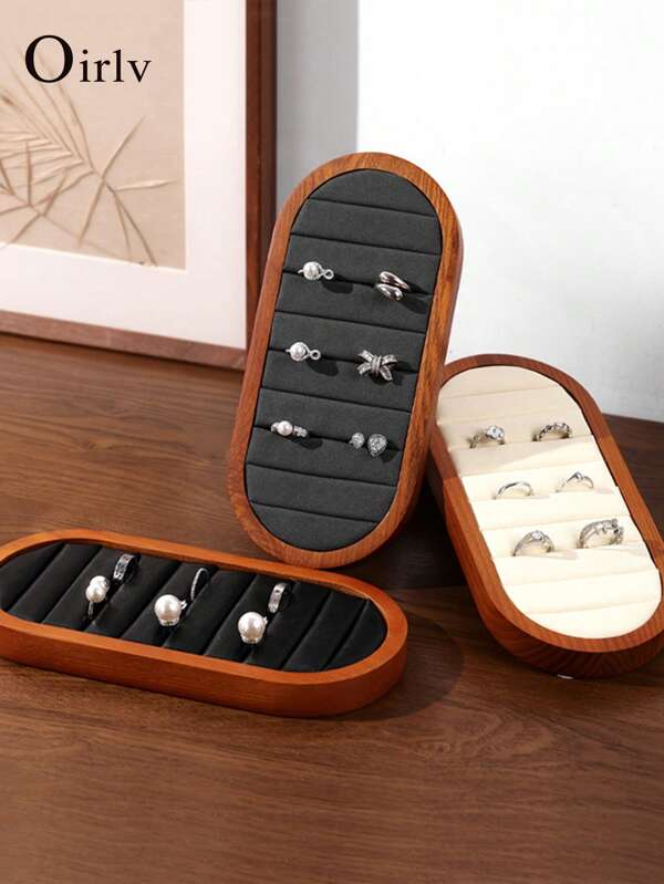 Oirlv Retro houten sieradendoos organizer DIY oorbellen ketting ring sieraden display lade draagbare opbergdoos sieraden display doos ring display lade