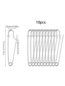 10 piezas Juego de alfileres de metal de uso pesado, de varios tamaños, juego de alfileres con cierre de resorte, adecuado para costura, acolchado, mantas, decoración del hogar y manualidades - Accesorios de costura multifuncionales, alfileres grandes fijos y gruesos, alfileres de hebilla simples, clips de metal extra gruesos y resistentes para ropa/bolsos/manualidades | Fijadores de armario DIY, alfileres antideslizantes para faldas, alfileres de hebilla para ropa