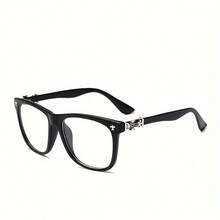 Fashion Retro Square Large Frame Glasses, Elegant & Simple, Fashionable Slim-Look Eyewear For Men And Women, Student Photo Prop Accessories Christmas Gift - 黑色 - 查看 2