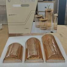 3pcs/Set Glass Storage Jars, Striped Glass Containers With Bamboo Lids, Creative Deer Design, Home Organizer Bottles - Clear - View 11