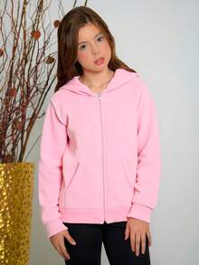 Blusa Infantil Juvenil com Capuz em Soft Peluciado – Conforto e Estilo para o Inverno - Rosa bebê Laço - Visão 1